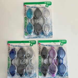 Dolfino Swim Goggles Trio Pack - Blue, Black, Purple
